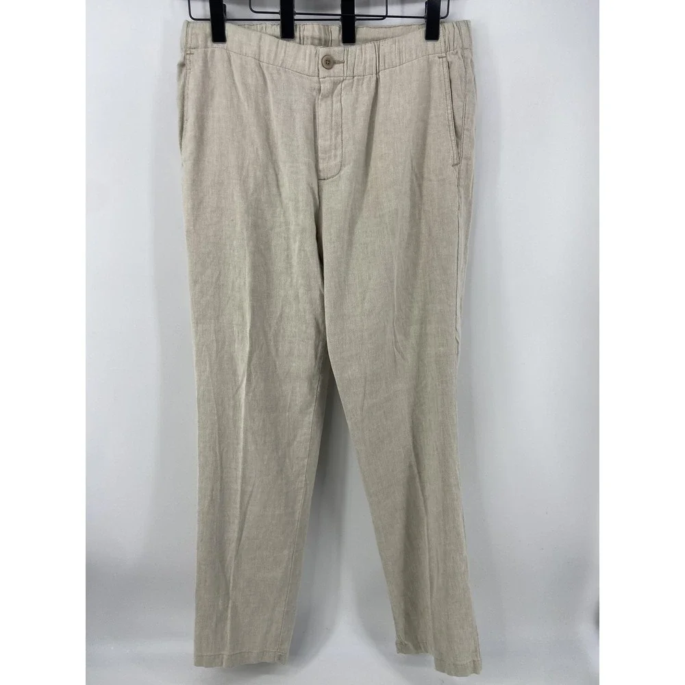 Tommy Bahama Pants Mens 42x32 Beige Relax Linen Casual‎ Beach Straight Chino